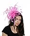 Fluffy Crin With Burnt Feathers Sheer Ascot/Kentucky Derby Fascinator Hat With Headband - Ivory