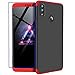Produktbild AILZH Huawei Honor Note 10 Hülle+Gehärteter Glasfilm 360 Grad HandyHülle PC Hartschale Anti-Schock Schutzhülle Anti-Kratz Stoßfänger Bumper 360° Cover Case matt Schutzkasten(Rot und schwarz)