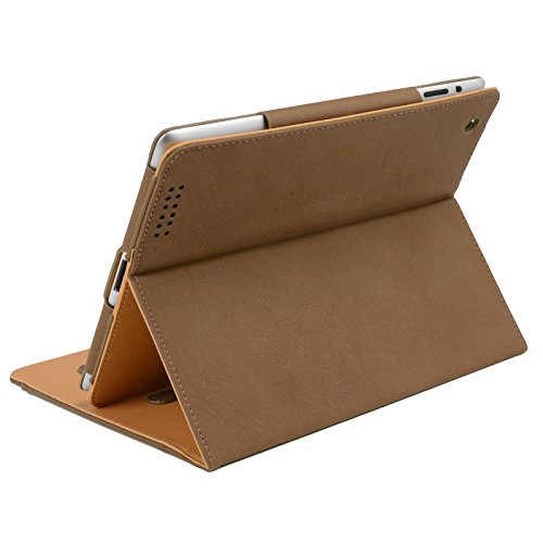 Madcase Apple iPad Air 2 / Air Smart Case Etui Faux Ledertasche Hülle mit Auto Schalf und Wach Sleep-Funktion inkl. Displayschutzfolie und Stylus Touch stift – Braun / Beige - 6