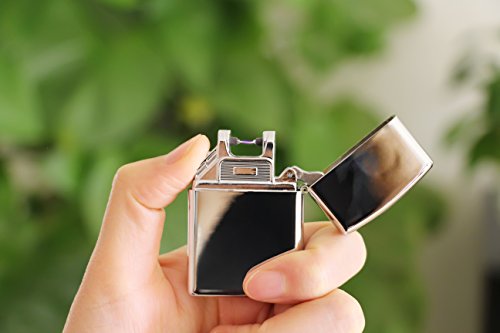 Pohl&Kuhn „Lichtbogen“ Silber Edelstahl USB Zigarettenanzünder Sturmfeuerzeug Elektronisches Feuerzeug Lighter aufladbar Lichtbogen mit Ladekabel flammenlos windgeschützt - 3