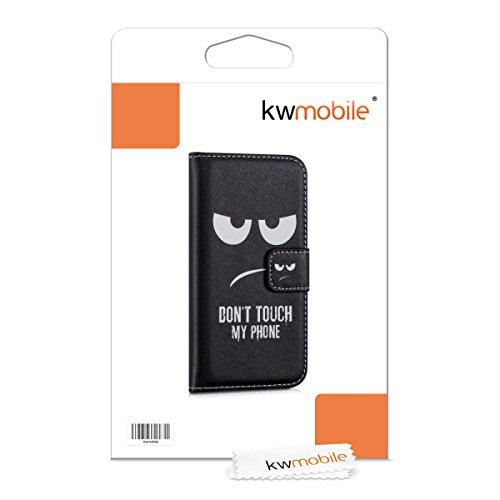 kwmobile Funda para Huawei Ascend Y635 - Carcasa de  Cuero sint  tico  con dise  o Don t Touch my Phone - Case con  Tarjetero 