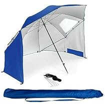 Parasol De Plage Premium SUN & SURF 220 Cm - Ventilation, Mât Inclinable, Pointe Twister, UPF 50+