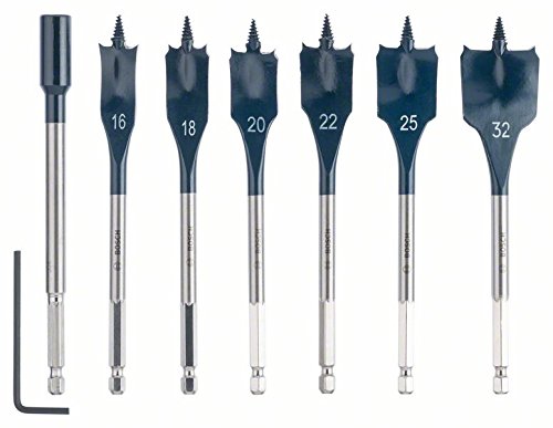 Bosch Pro 7tlg. Flachfräsbohrer-Set Self Cut Speed mit 1/4″-Sechskantschaft inklusive Verlängerung - 2