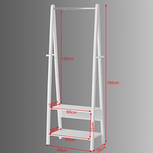 SoBuy® Ständer, Kleiderständer, Kleiderstange, Garderobenständer, Kindergarderobe,Hängeregal, mit zwei Ablagen, FRG59-W - 2