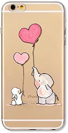iphone 6 plus Case,iphone 6S plus Case Fanxwu TPU Soft Gel Transparent Cover Ultra Thin Fashion Style Anti Scratch Back Cover - Elephant and Rabbit