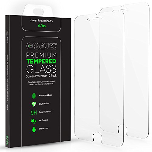 iPhone 6S Screen Protector [2 Pack] Caseflex iPhone 6 / 6S Tempered Glass [3D Touch Compatible 0.2mm Thickness / 9H Hardness Rating]