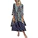 Produktbild LRWEY Strandkleid Boho Tunika Sommerkleid V-Ausschnitt Blumenkleid Lose Rücken Kleid T-Shirt Kleid Floral Minikleid Knielang Sommerkleid Karneva