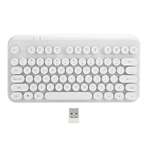 75 Keys Wireless Keyboard, 2.4G Wireless Keyboard Keyboard Ultra?Thin Key Board Retro Keyboard for XP/for Win7/for Win8/for Win10(White)