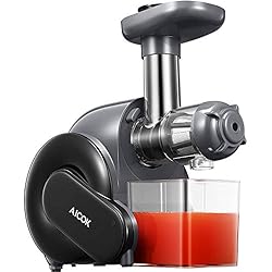 Extracteur de Jus Horizontal, Aicok Extracteur à Jus de Fruits et Légumes avec Fonction Reverse avec un Moteur Silencieux pour Réaliser des Jus Maison Sans perte de Vitamine