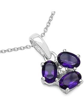 Silvancé - Damenschmuck Collier - 925 Silber, rhodiniert - echte Edelsteine zur Auswahl