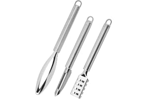 HENGYUE Fischschuppen-Entferner aus Edelstahl, Fischschuppen-Entferner, Fischschuppen-Entferner-Set, Küchenhelfer (Silber, 3 Stück)