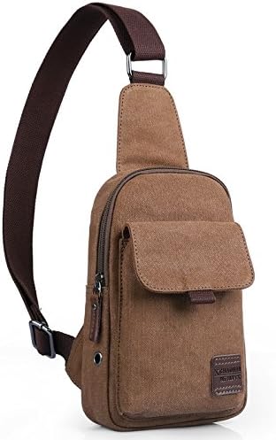 Otomoll Mini Men'S Backpack, Korean Version Of Sports Casual Canvas, Student Satchel, Chest Bag, Sling Bag,Upgrade Coffee