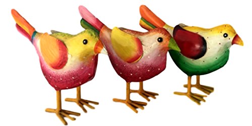 Gartenfigur bunter Vogel aus Metall 3 verschiedene Farben zur Auswahl 20x9x18cm Handarbeit Gartendeko Metallfigur Gartendekoration Gartenfiguren (Auswahl Vogel grün mit gelbem Schnabel)