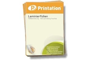 ‎PRINTATION Printation Laminierfolientaschen Visitenkarte 60 x 90mm, 100 Stück, 2x 125 mic, Hochglanz Premium Laminierfolien 90x60