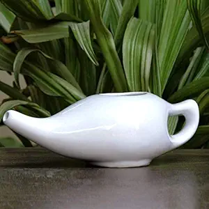 Naturofy Ceramic Neti Pot for Sinus Congestion Saral Yoga Jala Neti