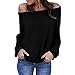 Produktbild ITISME Damen Strickjacke Damen Winter Warm Off Shouder Langarm Loose Fit Strickpullover Tops Pullover