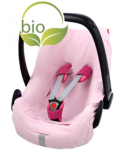 ByBoom - Housse d'été, Housse pour cosy bébé en 100% coton bio, utilisation universelle, compatible par exemple avec Maxi-Cosi, CabrioFix, Pebble, City SPS, couleur?: rose