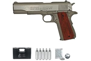 ECOMMUR Swiss Armss 1911 Stainless blowback | Pistola de balines (Bolas bb's de Acero) y CO2 semiautomática