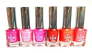Leeso Long-Lasting Modicare Nail Paint / Polish with Beautiful and Attractive Colors - Combo Pack - 6 Pieces - For Women and Girls