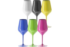 SPARKLERS CLUB Bicchiere da vino vino da cocktail indistruttibile, multicolore, 47 cl, set di 6 bicchieri, riutilizzabili, 350 lavaggi, presa facile, bicchiere per feste ed eventi