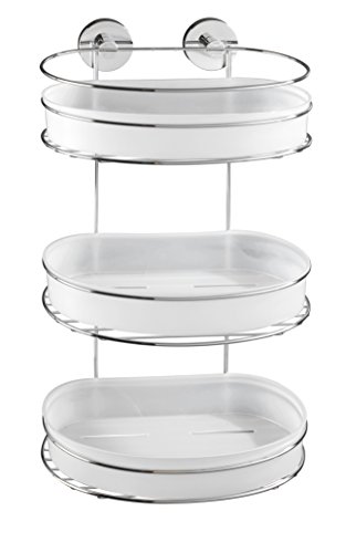 WENKO 20893100 Vacuum-Loc Wandregal 3 Etagen Milazzo – Befestigen ohne bohren, Stahl, 28 x 47.5 x 15 cm, Chrom - 3