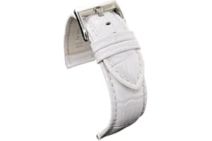 diloy Cinturino pelle vitello stampato coccodrillo scaglia quadrata imbottito sportivo – Misure 14mm 16mm 18mm 20mm 22mm 24mm 26mm 28mm 30mm – Elegante e resistente 368