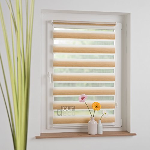 ourdeco® Doppel-Rollo, Duo-Rollo mit Farbverlauf / 60 x 150 cm braun / lichtdurchlässig, blickdicht / Farben: Verlauf Braun, Verlauf Sand / Klemmen=Montage ohne Bohren=Smartfix=Klemmfix=Easy-to-fix - 7