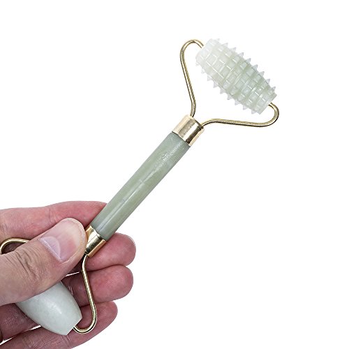 Massageroller für Gesicht / Hals / Körper / Fuß, 100 % echte natürliche Jade, schmal, verjüngt Gesicht, Hals und Haut, inklusive Geschenkverpackung - 4