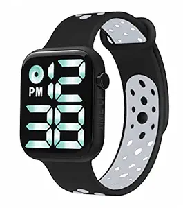 Time Up LED Digital Dial Display Waterproof Smart Design Dual Color Kids Watch for Boys & Girls (Age 5-15 Years)-WRT-X (Black-White)