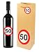 Produktbild Iden 50. Geburtstag Geschenktüte mit Aufklebern Gold-rot-Weiss 12x35cm Einheitsgröße