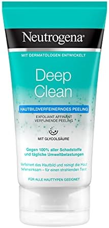 Neutrogena “Deep Clean” - Peeling per la pulizia del viso, con acido glicolico, per ogni tipo di pelle, 150 ml