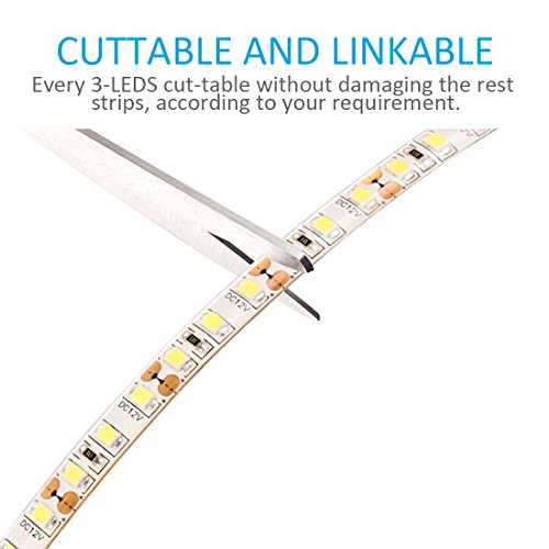 LEDMO® Kaltweiß LED Streifen, 5 Meter läng Wasserdicht Flexible lichtband mit 600 LEDs (SMD2835), für den Innenraum und Halb-außenraum Balkon. - 4