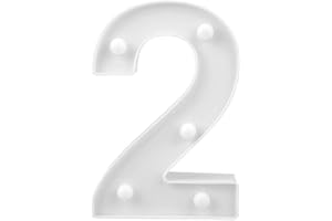 VETRINE INRETE Vetrineinrete® Numero luminoso bianco a LED decoro per eventi feste luce calda 3000k 16x3cm alimentato da 2 batterie AAA (non icluse) (2) M43