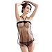 Produktbild Frauen Sexy Dessous, Hasee New Fashion Lace Halfter Nachtwäsche Female Solide Verbandkleid Damen G-String Set Unterwäsche (Schwarz)