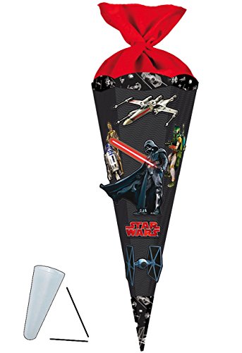 BASTELSET Schultüte - " Star Wars / Darth Vader " - 85 cm - mit / ohne Kunststoff Spitze - Zuckertüte - incl. Rohling - Bastelschultüte - Set zum selber Basteln - Jungen - Komplettset - Nestler - 6 eckig - Starwars / Clone Anakin Skywalker Luke - R2 D2 - Stormtrooper / Yoda - Jedi / Schultüten - Geschenktüte - Schulanfang - Schulbeginn / Schultütenrohling