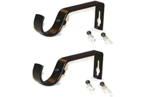 WARESHARK 2 x Black Heavy Duty Metal Curtain Pole Bracket Holder Curtain Rod Support Wall Brackets Holders 2pcs