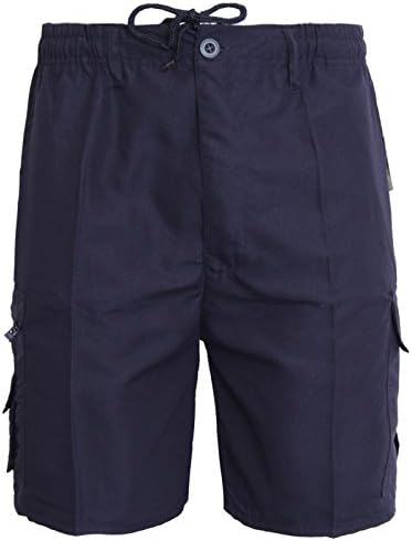 MENS CARGO COMBAT PLAIN SHORTS SUMMER COTTON BEACH SHORTS POCKETS LONG SZ S-6XL