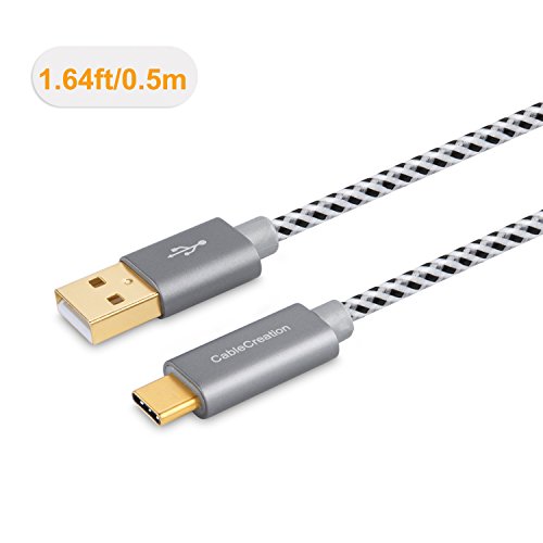 Cablecreation USB-Kabel, USB-C zu USB-A, 4,8 m, geflochten, 56K Ohm-Widerstand, für Nexus 5X / 6P, OnePlus, LG G5, das neue MacBook 12 Zoll, Google Chromebook Pixel, Lumia 950 / 950XL & andere Geräte, Grau - 2