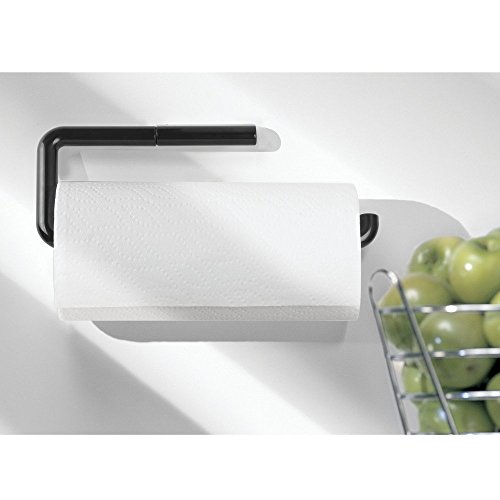 mDesign Küchenrollenhalter Wand – Halter für Papierrollen in Küche oder Bad – an der Wand zu befestigen – Farbe: Schwarz – Material: Plastik - 3
