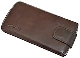 Suncase ECHT Ledertasche Leder Etui für BlackBerry DTEK 60 Tasche (mit Rückzugsfunktion) in rustic-mocca braun - 