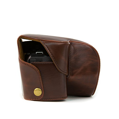 MegaGear toujours pr  t    tui de protection en cuir marron fonc   de l appareil photo  Sac pour Nikon COOLPIX P520  Nikon COOLPIX P530  Nikon COOLPIX P610 num  rique