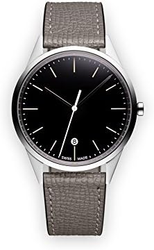 Uniform Wares C36 Quartz Watch with Black Analogue Dial with Grey Leather Strap