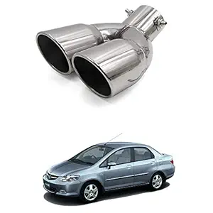 Oshotto Stainless Steel SS-011 Car Exhaust Dual/Double Pipe Muffler Silencer Cover Compatible with Honda City Old/ZX (Chrome)