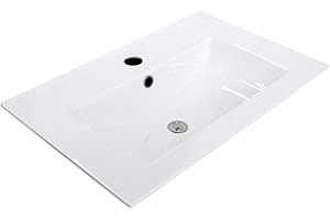 NES HOME 600mm x 400mm Modern White Slim Ceramic Inset Basin