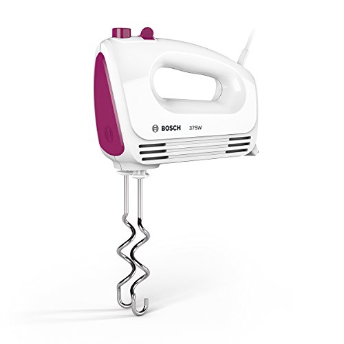 Bosch MFQ2210P Handrührer, moderne Motortechnik, 2 Rührbesen, 2 Edelstahl-Knethaken, 4 Geschwindigkeitsstufen, 375 W, weiß / wild lila - 2