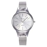 Gaddrt Quartz Uhr Vansvar beiläufige Quarz-Edelstahl-Band Bügel-Uhr-analoge Armbanduhr (Silber)