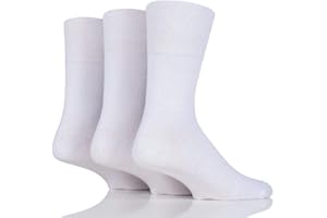 SOCKSHOP 3 Pairs White Black Ladies Gentle Grip Loose Soft Top Diabetic Non Elastic Socks Size 4-8
