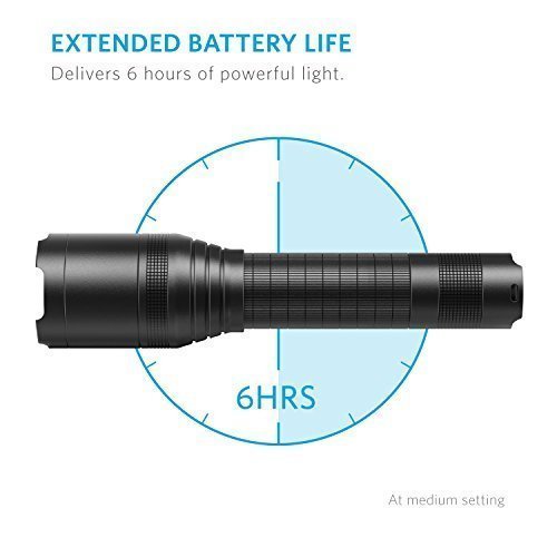 Anker LC90 LED Taschenlampe, IP65 Wasserfest, Super Helle 900 Lumen CREE LED, 5 Licht Modi, Wiederaufladbare Taschenlampe im Hosentaschenformat mit Zoom für Camping, Wandern und Notfälle ( Inklusive 18650 Batterie ) - 7