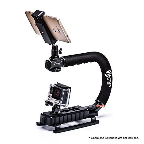 Zeadio Stabilizzatore portatile + Adattatore girevole 360 gradi + Supporto universale di smartphone, per iPhone Sumsung Sony LG Huawei Motorola Cellulare