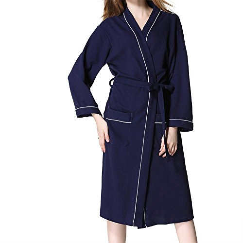 Preisvergleich Produktbild Unisex Bademantel, Canvalite Damen Herren Einfarbig Waffelpique Morgenmantel Saunamantel mit Gürtel für Spa Sauna Schlaf Hotel